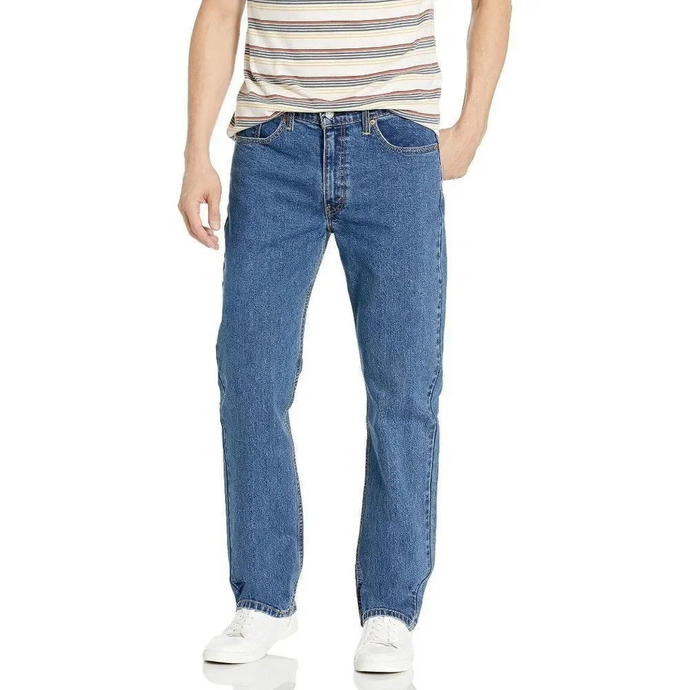 Levis Mens Blue 514 Dark Wash Stretch Regular Fit Straight Jeans Size 34X34
